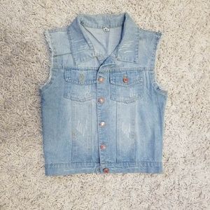 Distressed Denim Vest